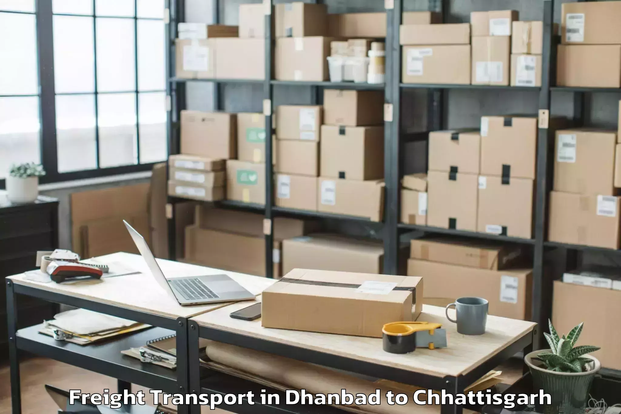 Quality Dhanbad to Shaheed Mahendra Karma Vishwav Freight Transport